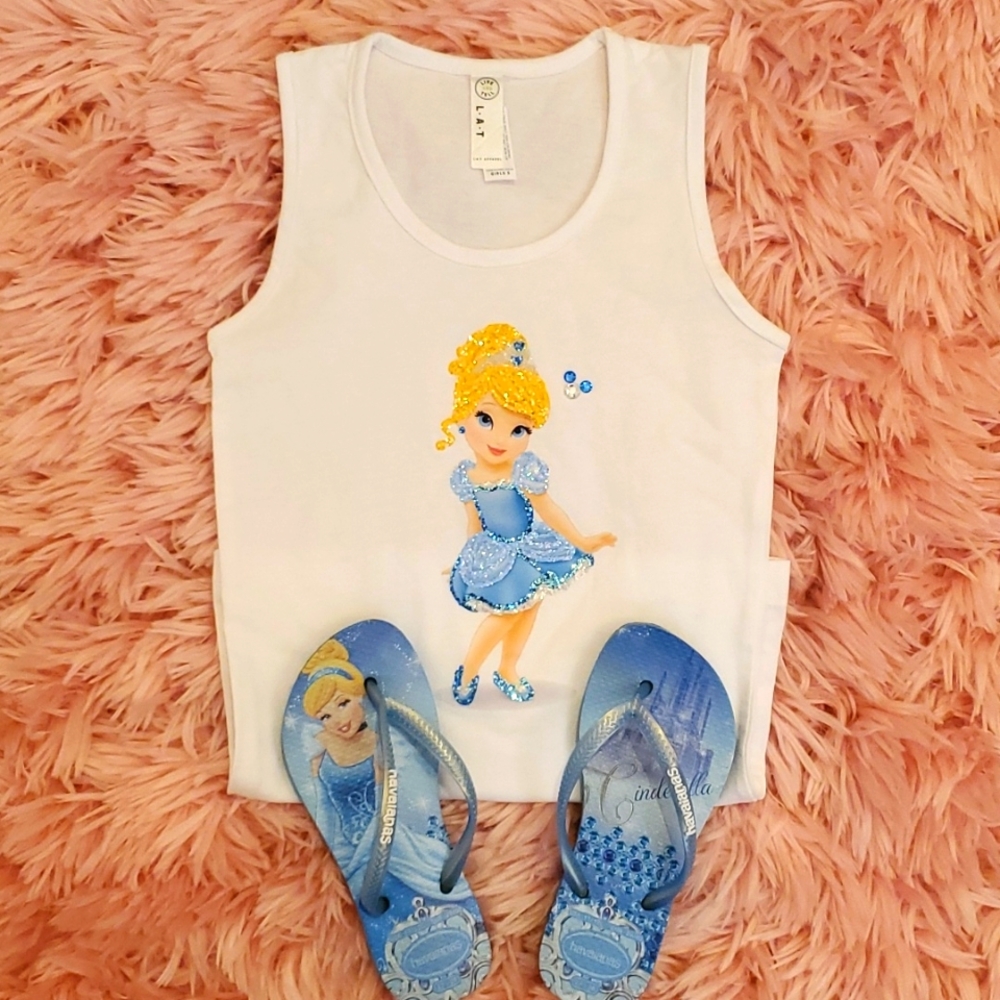 CINDERELLA HANDMADE GLITTER TEE SIZE S